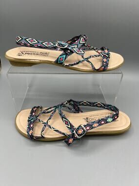 Creaciones Ximena Woven Strap Sandals Women’s 7.5 Multicolor Boho Flat
